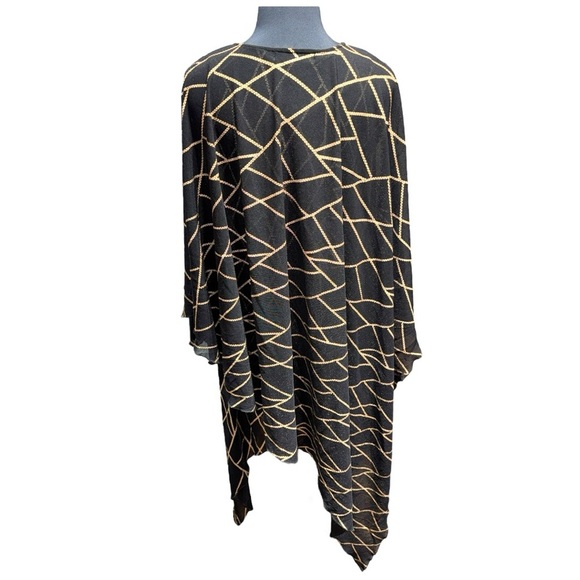 Kokomo Unlimited Black Gold Tunic Top Size Small Oversized Layered Kimono Style - Picture 2 of 8
